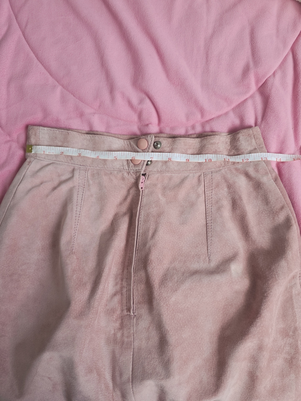 Danier Geniun Leather Vintage Blazer & Skirt Set - Dusty Pink Suede - Picture 7 of 12